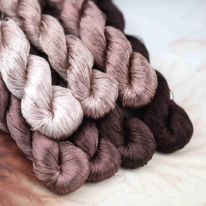 Natural 100% Silk Thread, Handmade Embroidery Thread Silk Floss 7 Colors 110m Each (59)