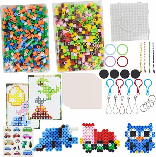 yowamho 10mm fuse beads kit - 1000 pcs big iron beads set, art crafts set for kids ages 6+, girls boys gift, easter christmas birthday present.(dinosaur series)