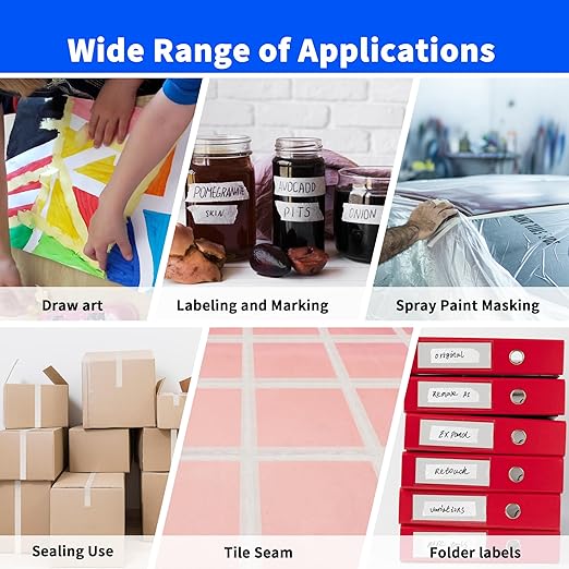 zfpo masking tape 2 pack universal white, 0.98" x 21.87 yards x 2 rolls for painting, home, office, school stationery, arts, crafts, etc
