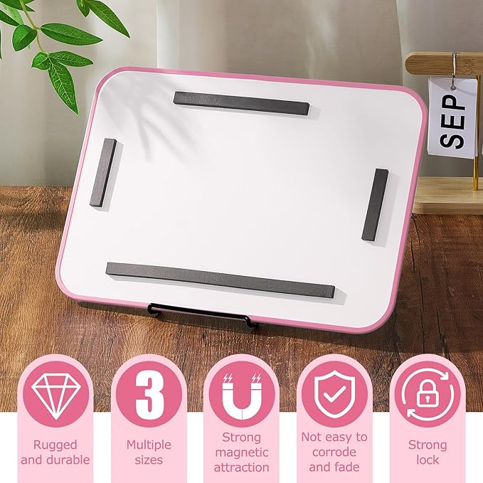 flutesan 8 x 12 inches knitting pattern holder with 4 replacement magnets knitting chart keeper cross stitch magnetic board cross stitch accessories and supplies for crochet(pink border)