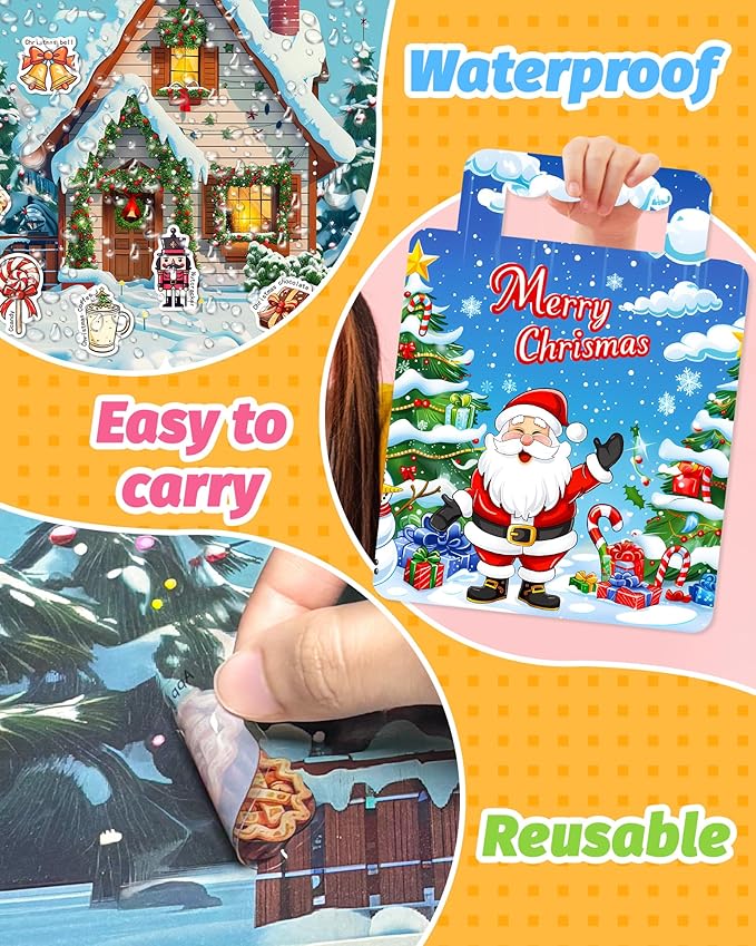 walenced reusable sticker book for toddlers, stickers for kids, toddler craft activities, toddler travel toys ages 3 and up boy girl birthday gifts