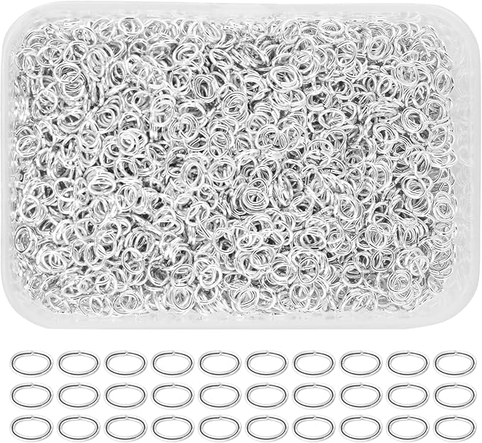 Mandala Crafts 5X4mm Silver Oval Jump Rings Jewelry Findings Metal O Rings for Jewelry Making Supplies - 2400 Small Open Jump Rings Kit for Necklace Earring