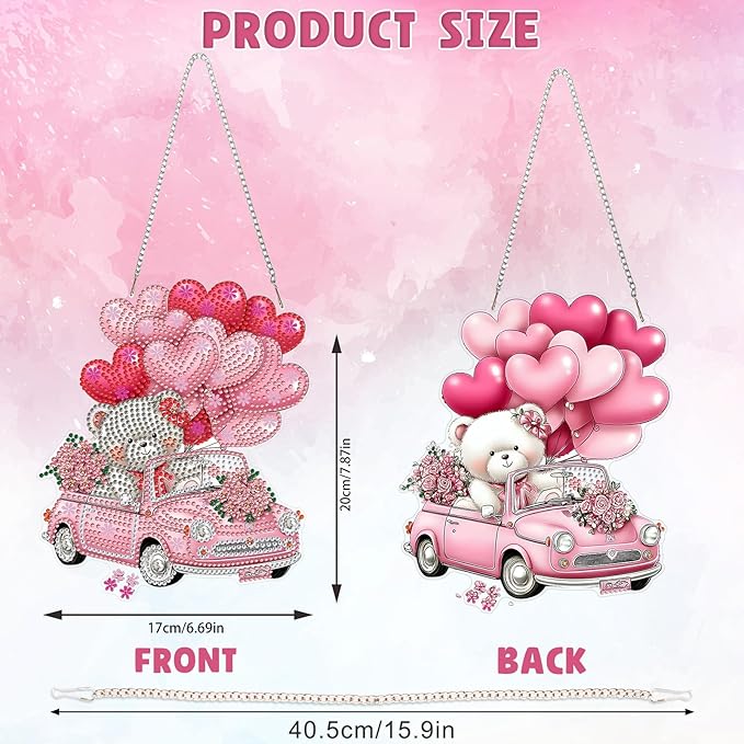 DOMROM Bear Diamond Art Hanging Kits for Adults Beginners, Special Shaped Crystal Diamond Painting Bear Pendant, DIY Diamond Art Suncatchers Animals for Home Garden Wall Decor Gift