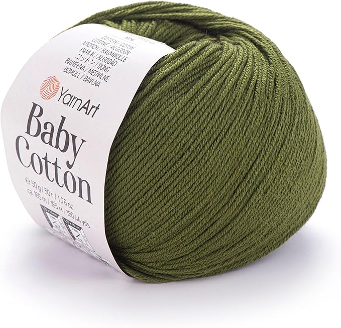 YarnArt Baby Cotton Yarn - Soft Knitting Yarn for Baby & Summer, 50% Cotton 50% Acrylic, 1.76 Oz, 180.44 Yds, Ideal for Amigurumi & Crochet Projects (1, 443)