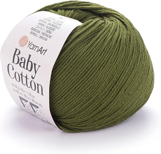 YarnArt Baby Cotton Yarn - Soft Knitting Yarn for Baby & Summer, 50% Cotton 50% Acrylic, 1.76 Oz, 180.44 Yds, Ideal for Amigurumi & Crochet Projects (1, 443)