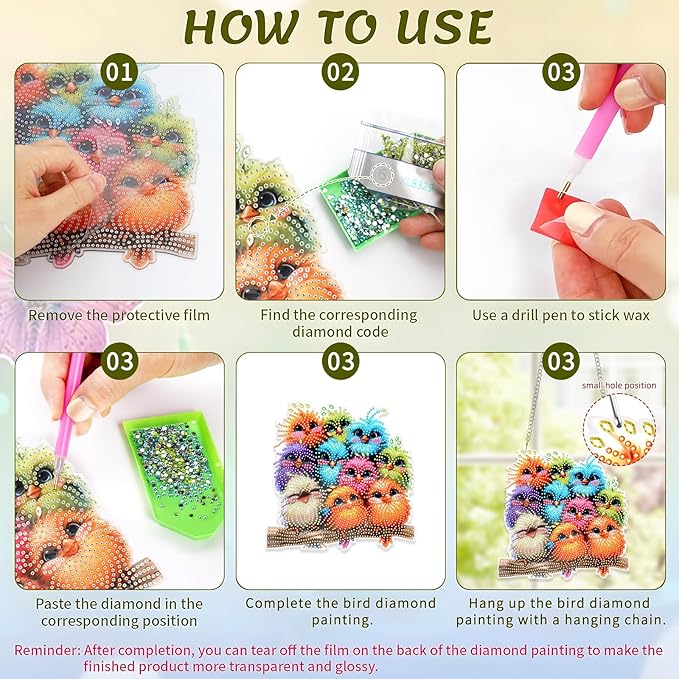 Tumwisk Diamond Painting Kits for Adults, Birds Diamond Painting, 5D Special Shaped Diamond Art Painting, Crafts for Adults, Hanging Wall Art Ornaments Home Garden Wall Door Hanging Decor