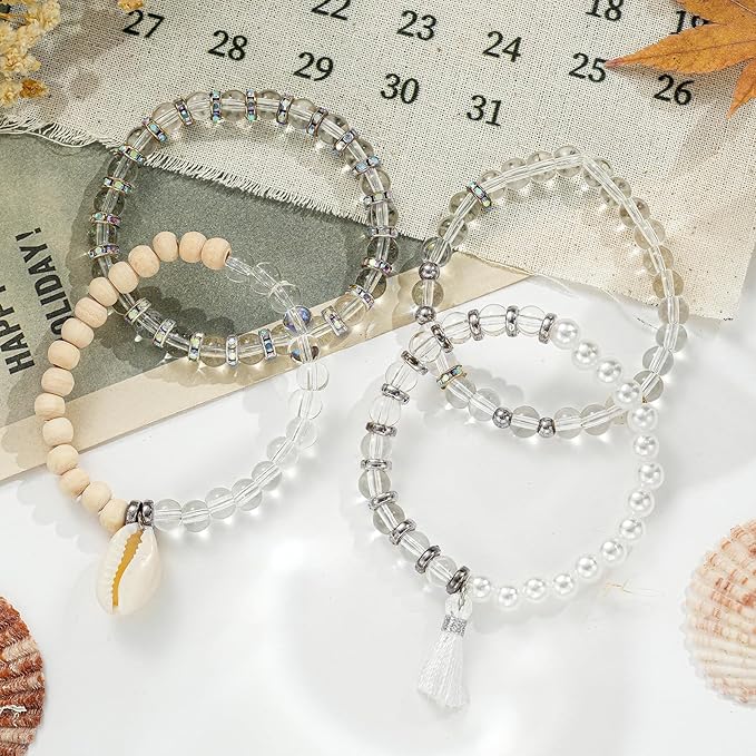 xyliise bracelet making kit natürliche perlen set for adults beads for bracelets silver jewelry making supplies diy jewelry necklace earrings (cz006-transparent)