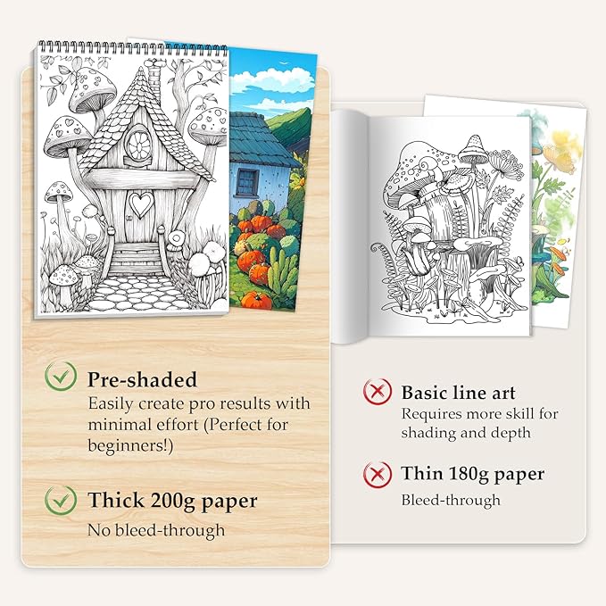 Adult Coloring Books for Women Stress Relief, 24 Pages Coloring Book for Adults Relaxation, Spiral Coloring Books for Adult, Relaxing Gift for Women, Single-Sided Coloring Book of Magic House