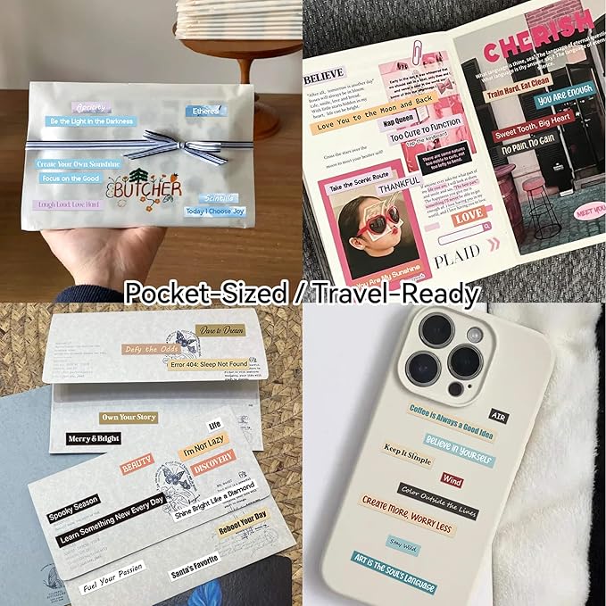Junk Journal Supplies Kit - 40 Sheets Quote & Affirmation Stickers for Scrapbooking | Vintage Ephemera Decor, Vision Board Essentials | Card Making, Bullet Journal Embellishments for Adults Teens