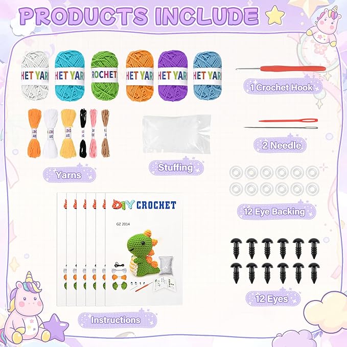 mobelixy 6pcs crochet kit for beginners, 2026 christmas knitting kit with step-by-step video tutorials, beginner crochet kit for adults (blue)