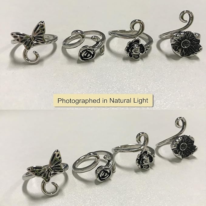 4 Pieces Crochet Ring for Finger Adjustable Yarn Tension Rings for Crocheting Yarn Guide Knitting Rings Crochet Tools
