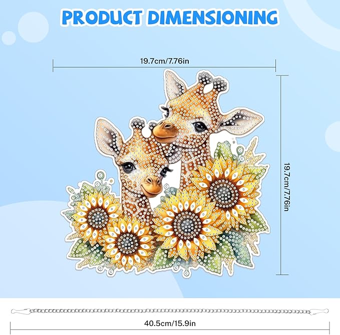 Bowetile Giraffe Hanging Diamond Art Painting Kits for Adults, 5D Sunflower Special Shape Diamond Art Kits, Crystal Rhinestones Diamond Gem Art Painting for Home Wall Decor, New Home Gifts
