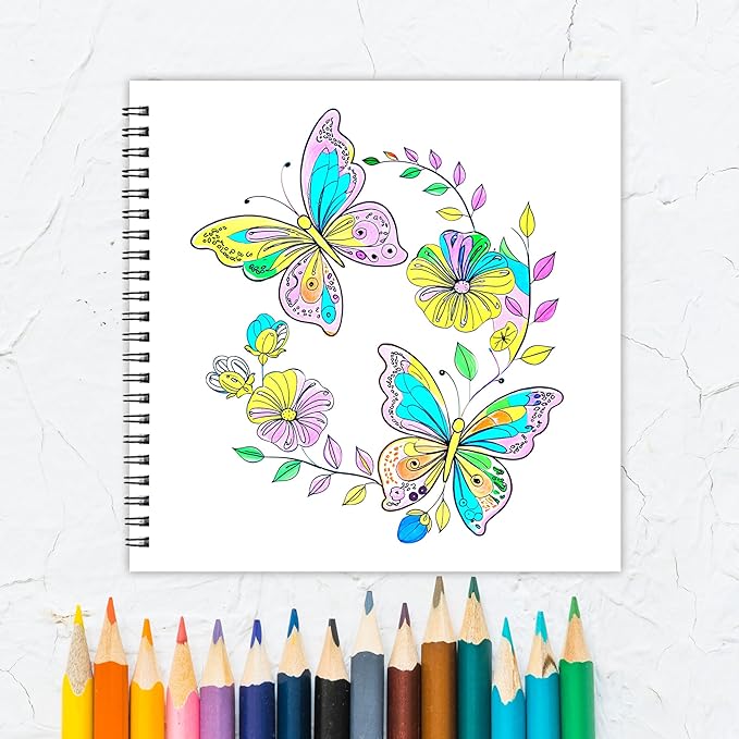Ilyever Coloring Book for Women,30 Flower&Butterfly Coloring Book,Spiral Bound Coloring Books for Adults Relaxation and Stress Relief,Gifts for Women for Birthday,Thanksgiving and Christmas