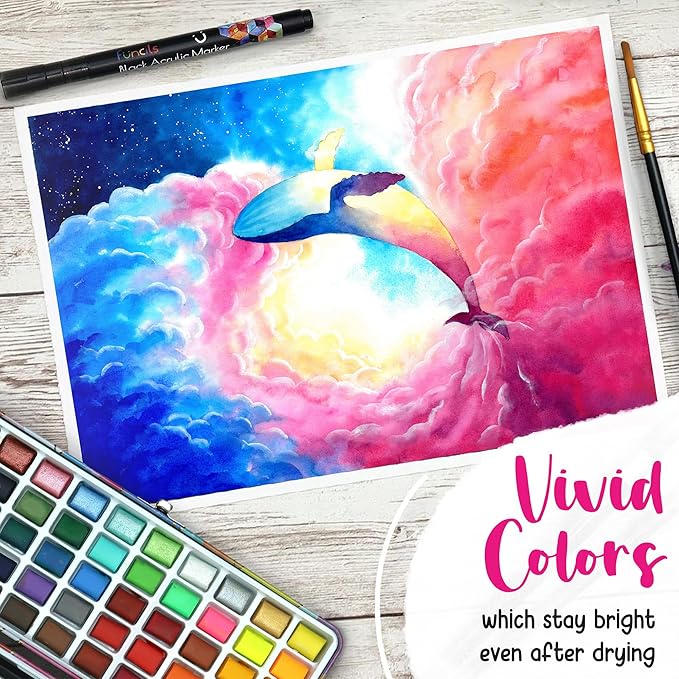 100 Watercolor Paint Set - Water Colors Paint for Adult, Beginners, Professional Artists | Watercolor Palette with Paper, Brushes, Pen | Travel Painting Kit, Art Supplies for Adults