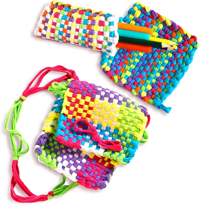 Made By Me Easy Steps Weaving Loom for Kids, Includes 165 Loom Loops & 1 Weaving Loom with Loom Hook, Makes 4 Projects, Hook & Loop Potholder Kit, DIY Weaving Kit, Potholder Loom Kit, Kids Crafts