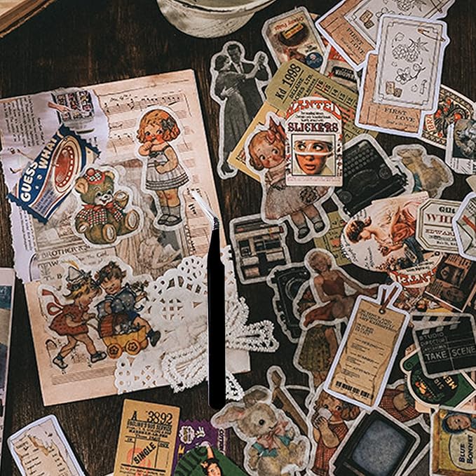 TIYPKE 200pcs Cute Stickers for Journaling - Vintage Scrapbook Paper Aesthetic People Washi Stickers for Bullet Supplies Kit Junk Journal Planners Scrapbooking Supplies Kit Journaling Stickers
