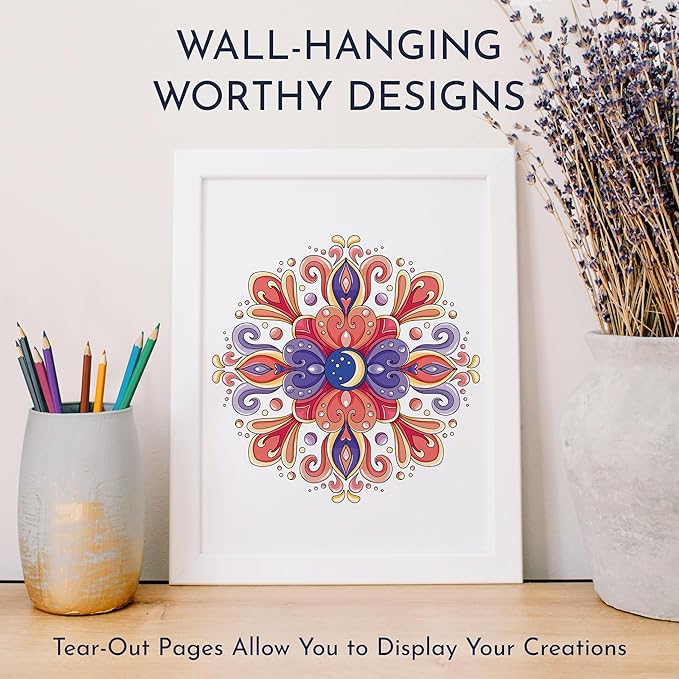 RYVE Mandala Coloring Book for Adults (2 Pack) – 60 Unique Mandalas for Relaxation, Anxiety & Stress Relief – Mindfulness Adult Coloring Book for Women & Men, Inspirational Gifts for Women