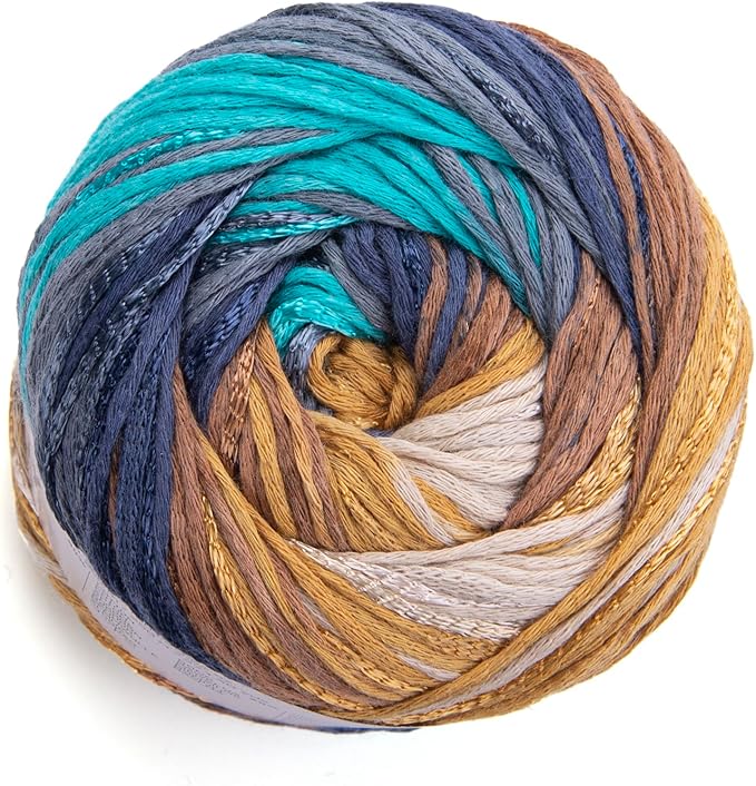 YarnArt Symphony Dream Cotton Yarn -%80 Cotton%20 Viscose Rainbow Multicolor Crochet Knitting Yarn - Suitable for All Blouses, Dresses, Shawls, Bags, Hats - 273 Yards, 3.52 Oz (1 Skein) (3107)