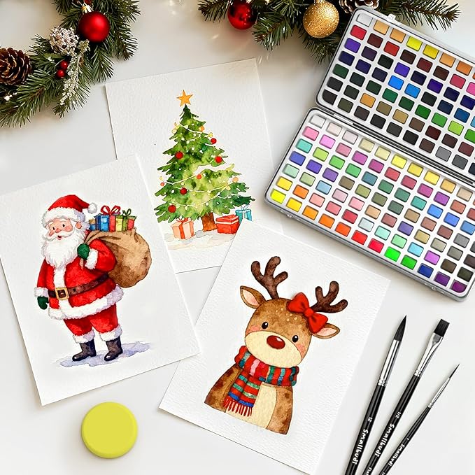 Watercolor Paint Set 168 Colors Including Metallic, Watercolor Kit with Case, Watercolor Paper, Paint Brushes, Palette and Accessories, Water Color Art Supplies Gift for Adults Kids Artists