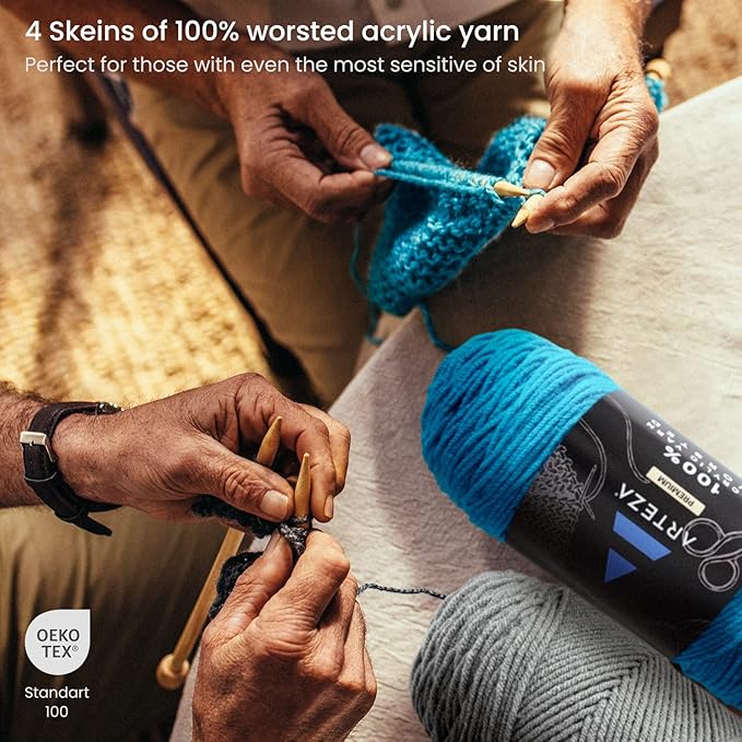ARTEZA Acrylic Yarn for Crocheting, Pack of 4 - 200 g Skeins of Worsted Yarn for Knitting, Hidden Gem A502, Knitting & Crochet Supplies