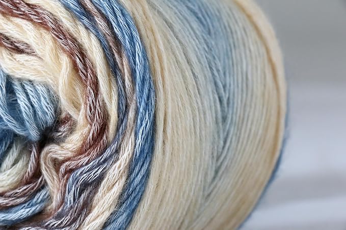 Crocheting Knitting-Gradient Cake Yarn, Soft Multicolor Medium-Fine Blended Yarn, Weight 100 Grams, Contains 60% Cotton 30% Acrylic 10% Wool. Suitable for Scarf, Gloves, Shawl, Blanket.(1162)