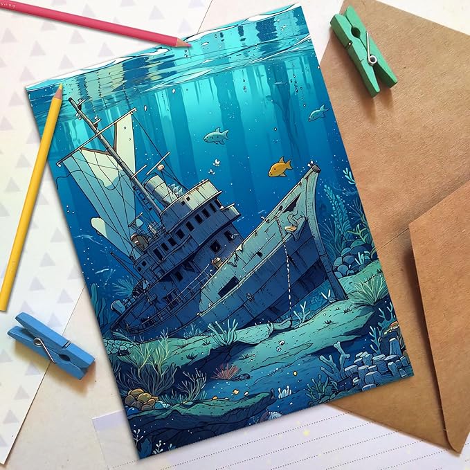 Ocean Coloring Book for Adult Spiral Bound, Adult Coloring Books for Women Relaxation, 30 Pages Thick Paper One Sided Design, Mindfulness Coloring Book, Anxiety Relief Mindfulness Gifts