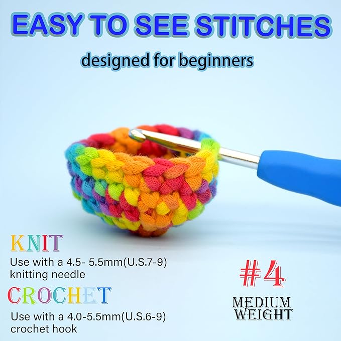 3 Pack Rainbow Beginner Crochet Yarn for Crocheting and Knitting Multicolor Cotton Crochet Yarn for Beginners(Green Tone)