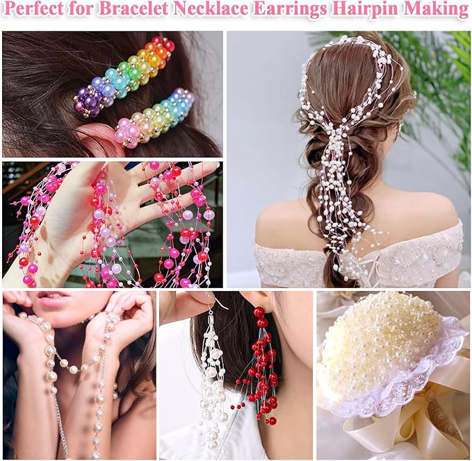 Pearl Beads for Jewelry Making, 32 Colors Round Pearls with Holes, 2000 Pcs 6MM Handcrafted Colorful Loose Spacer Beads for DIY Craft Bracelet Necklace Earrings