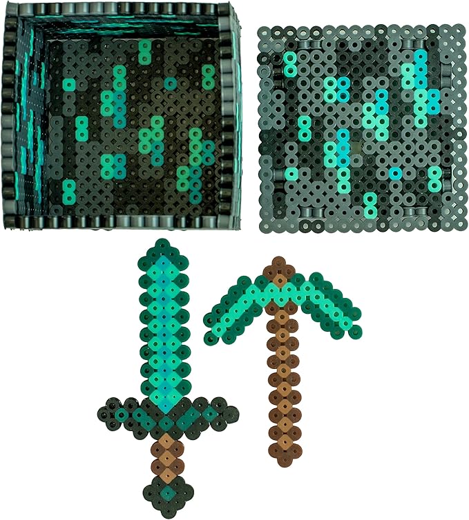 Perler 80-57202 Minecraft 3D Fused Bead Craft Activity Kit with 3 Projects, Multicolor, 2003 Pieces