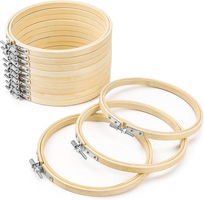 giemson embroidery hoop 6 inch 12 pieces embroidery hoops bamboo circle cross stitch hoop for embroidery art craft sewing