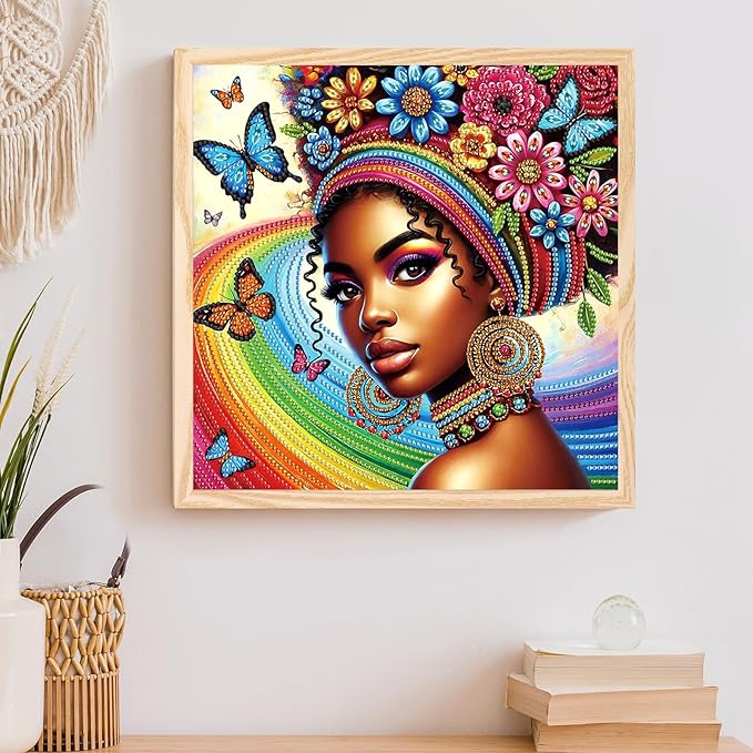 AiYuanzsh 5D Special Shaped Diamond Painting Kit - African American Woman Design, Unique Crystal Rhinestone Diamond Art Set for Beginners and Adults, Perfect for Home Wall Decor and Holiday Gifts