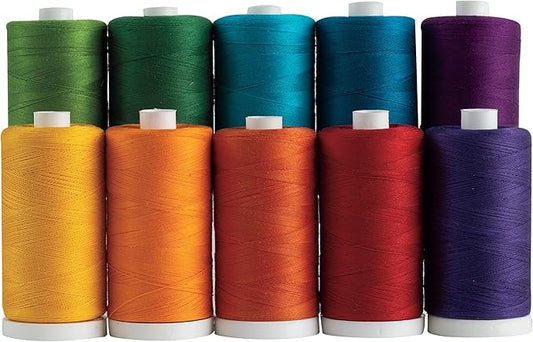 connecting threads 100% cotton thread sets - 1200 yard spools (set of 10 - color wheel)
