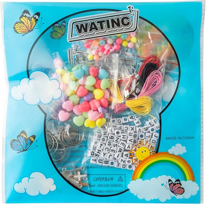 WATINC DIY Cross Keychain Making Crafts - Christine Cross Beads Bracelet Necklace Making Craft Kits, Letter Beads for Jewelry Accessories Festival Party Gift Favor for Women Men (306Pcs)
