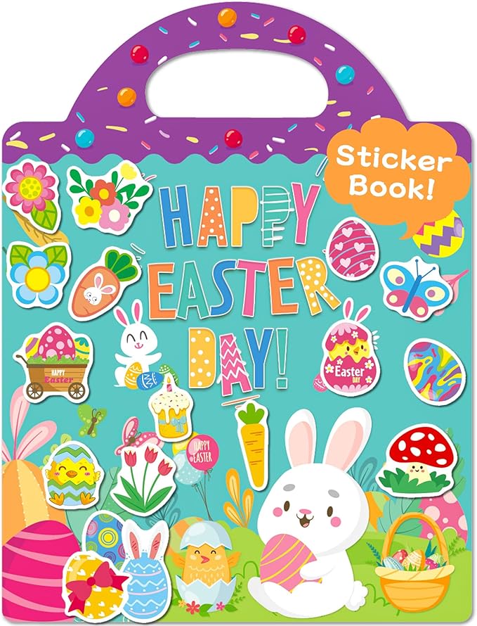 benresive reusable sticker books for kids, sticker books for toddlers, toddler travel toys activities crafts ages 3 and up birthday gifts - easter