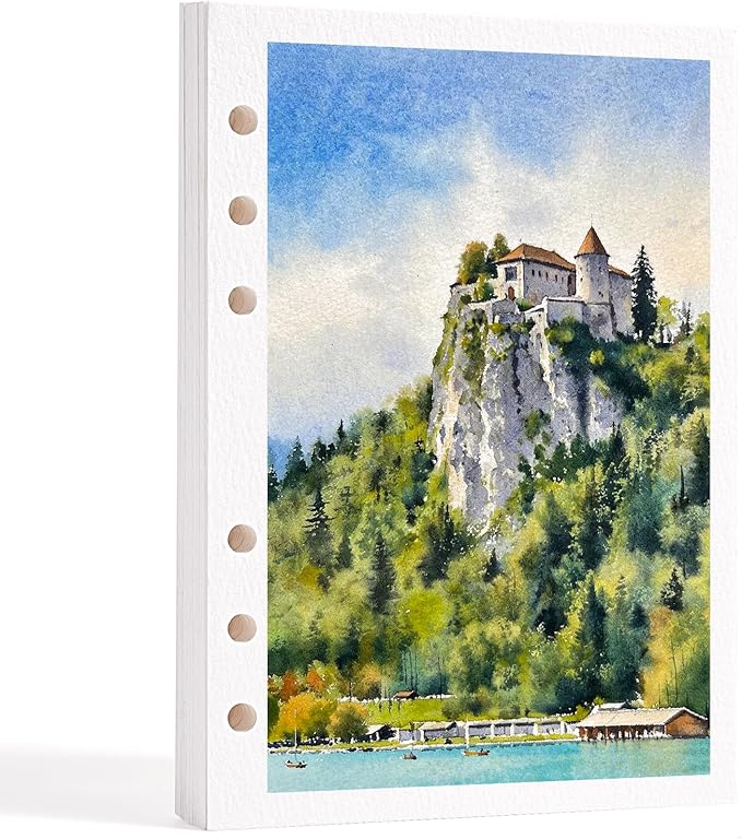 Fuumuui Travel Watercolor Large Paper Refill - 20 Sheets 140 LB (300 GSM) Cold Pressed, Acid-Free Cotton Paper for Painting, Drawing, Art Journaling, Sketchbook As Travel Notebook - 4.9 * 6.9 Inches
