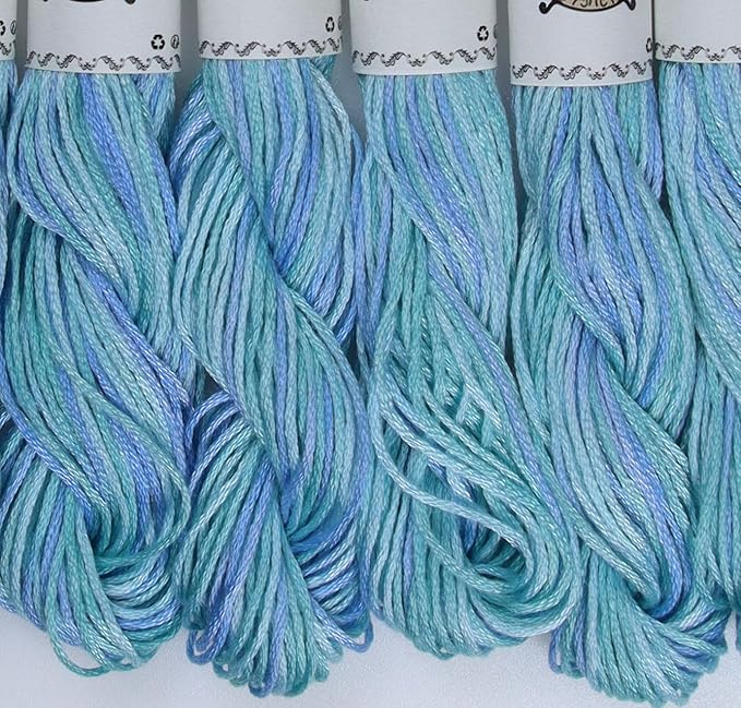 KCS Big skeins of 25 Meters Size 25 Color Variegated Cross Stitch Stranded Threads,6 skeins,4020