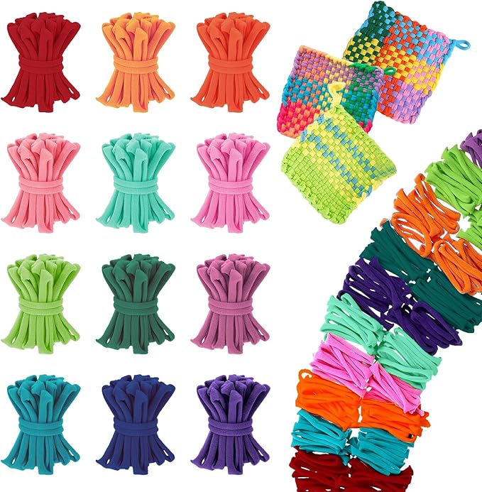 Weaving Loom Refill Loops, 1000PCS Potholder Loops for 7-10 Inch Loom, Weaving Bands DIY for Kids, Ideal Gifts for Girls Ages DIY Crafts Supplie (12 Rainbow Colors (1000 Loops))