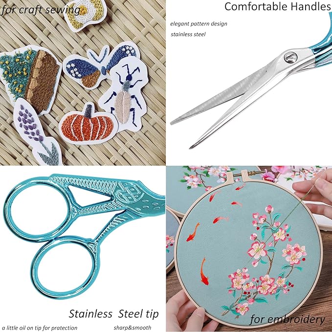 BIHRTC 4.5Inch Small Craft Scissor Stainless Steel Sharp Tip Scissors with Leather Protect Cover Knitting Scissors for Embroidery Craft Needle Work Art Work Handcraft Threading