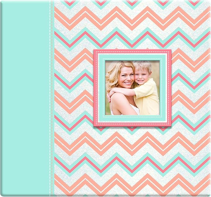 MCS Expandable 10-Page Glitter Chevron Scrapbook Album with Photo Opening Cover and 12 x 12 Inch Pages, 13.5 x 12.5 Inch, Pastel