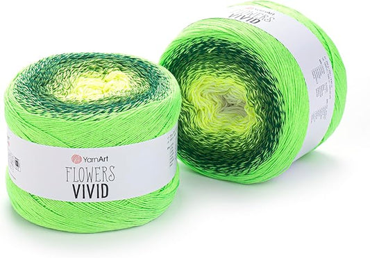 Yarn Art Flowers Vivid Yarn 250gr 8.80 oz 1094yds 55% Cotton 45% Acrylic Multicolor Cotton Fine Yarn Rainbow Crochet Spring Summer (508)