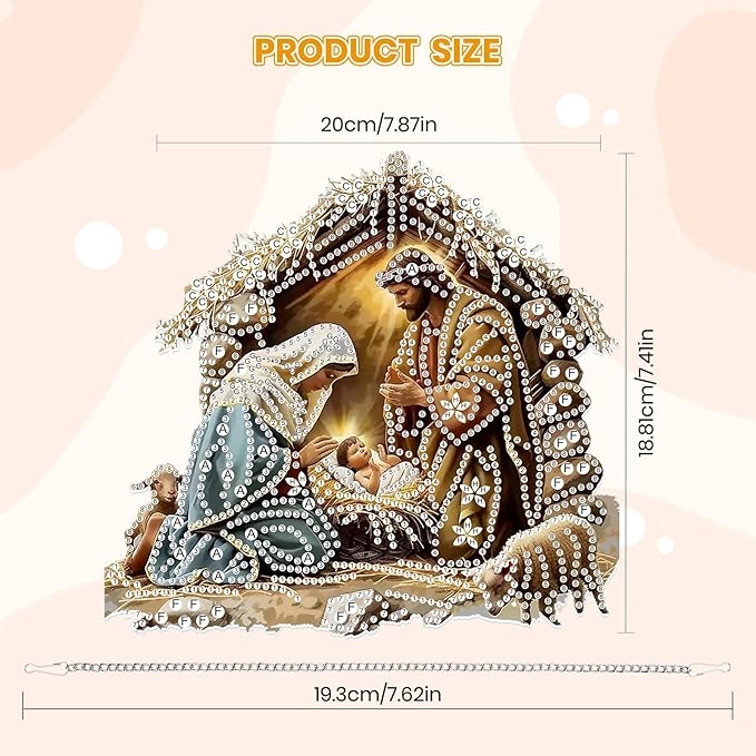 MOGTAA Christmas Diamond Art Hanging Kits for Adults Kids, Jesus Diamond Art Suncatchers, 5D Special Shape Diamond Painting Window Pendant Kit for Home Garden Wall Decor