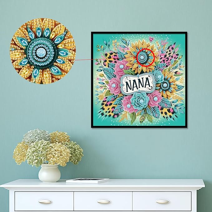 LazyFold Diamond Art Painting Kit, DIY Flower 5D Special Shape Crystal Diamond Partial Diamond Art Painting Mosaic Making Craft, Suitable for Home Wall Decor Art Gift 12×12inch