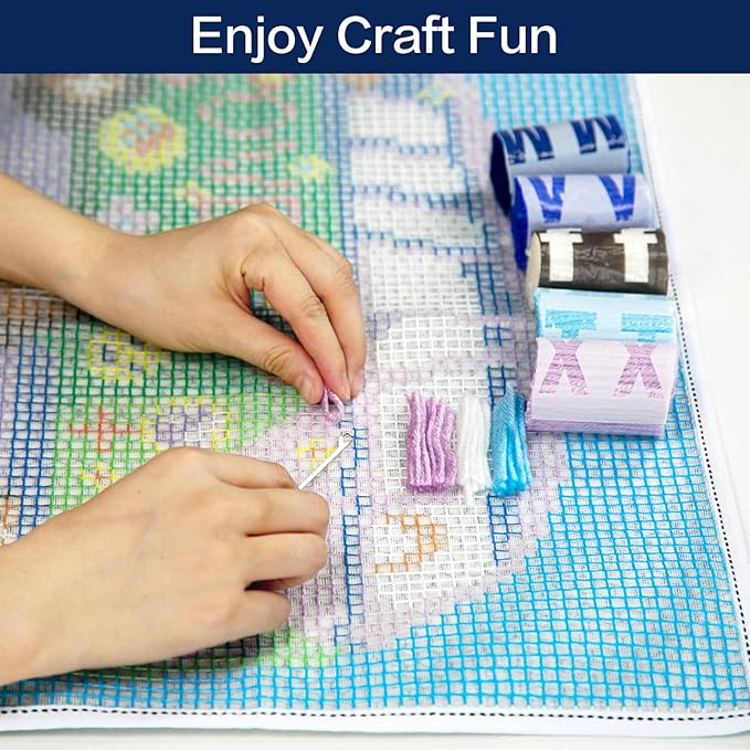 LAPATAIN Latch Hook Kits DIY Crochet Yarn Kits,Elephant Carpet Embroidery Hook Rug Kit Needlework Sets Cushion for Adults Home Decor 15x20inch