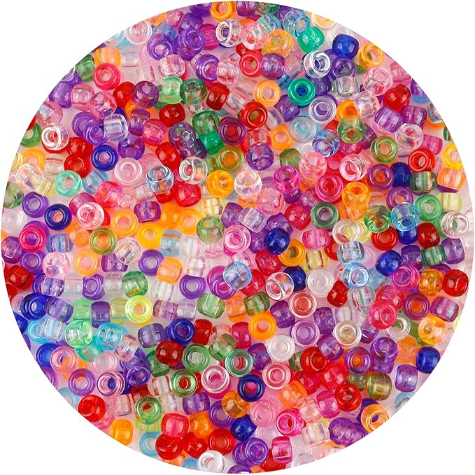 anpiwshjo pony beads 1100 pcs, beads for jewelry making, beads for bracelets making, hair beads, bracelet beads, plastic beads for crafts, hair beads for braids for girls (trans-colored)