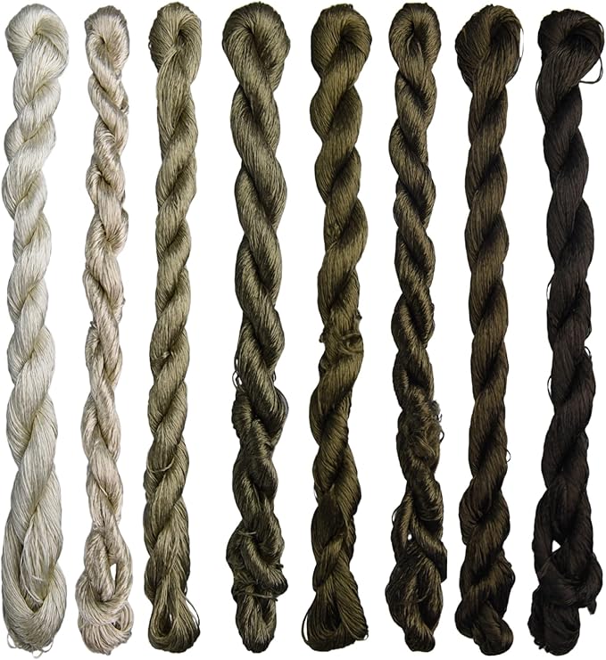 Natural 100% Silk Thread, Handmade Embroidery Thread Silk Floss 8 Colors 110m Each (67)