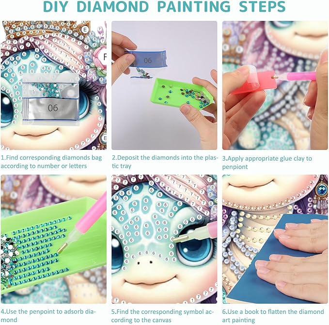 SENQAO Turtle Diamond Art Hanging Kit for Adult, Special Shaped Rhinestone, DIY Acrylic 5D Diamond Art Painting Window Pendants Home Garden Wall Hanging Kits Hanging Ornament