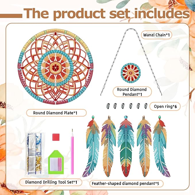 Diamond Dream Catchers Kit, Hanging Diamond Art, DIY Kit for Home Wall & Window Decor, Handmade Craft for Room Decoration (Forest)