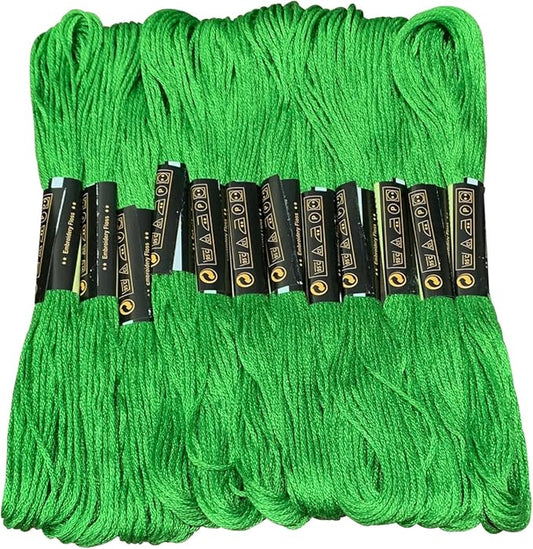 12 Skeins Embroidery Floss Light Green Color, Friendship Bracelet String Cross Stitch Embroidery Thread Floss Bracelet Making Yarn, Craft Floss（Light Green）