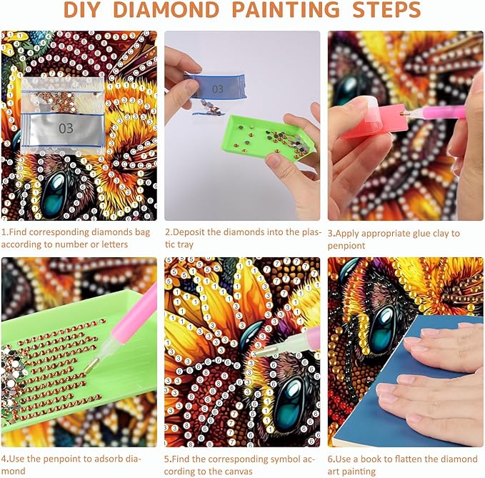 SENQAO Bee Diamond Art Hanging Kit for Adult, Special Shaped Rhinestone, DIY Acrylic 5D Diamond Art Painting Window Pendants Home Garden Wall Hanging Kits Hanging Ornament