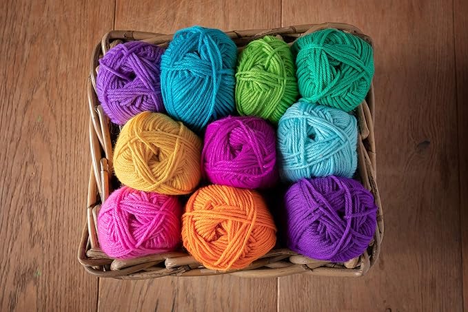 Studio Sam Acrylic Yarn Set. Ten Large 50g Skeins. Total 1030 Yards. for All Knitting, Crochet and Craft Projects. Bright and Colorful. (Confetti Collection)